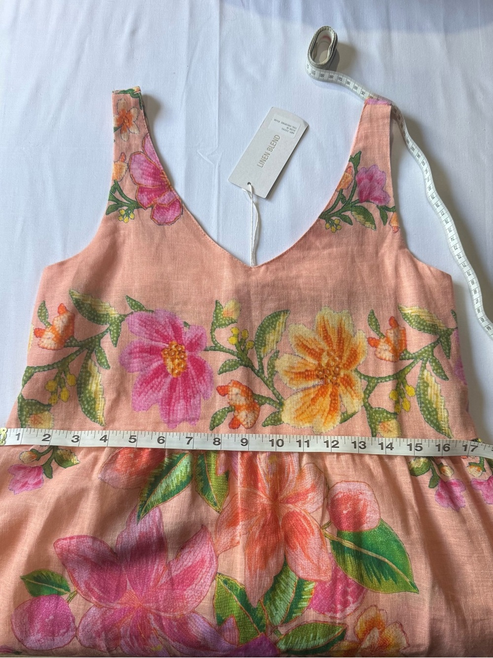 Bellambra Italian Linen Blend Floral Midi Dress Women’s Size M Pink Italy NWT - Picture 8 of 8